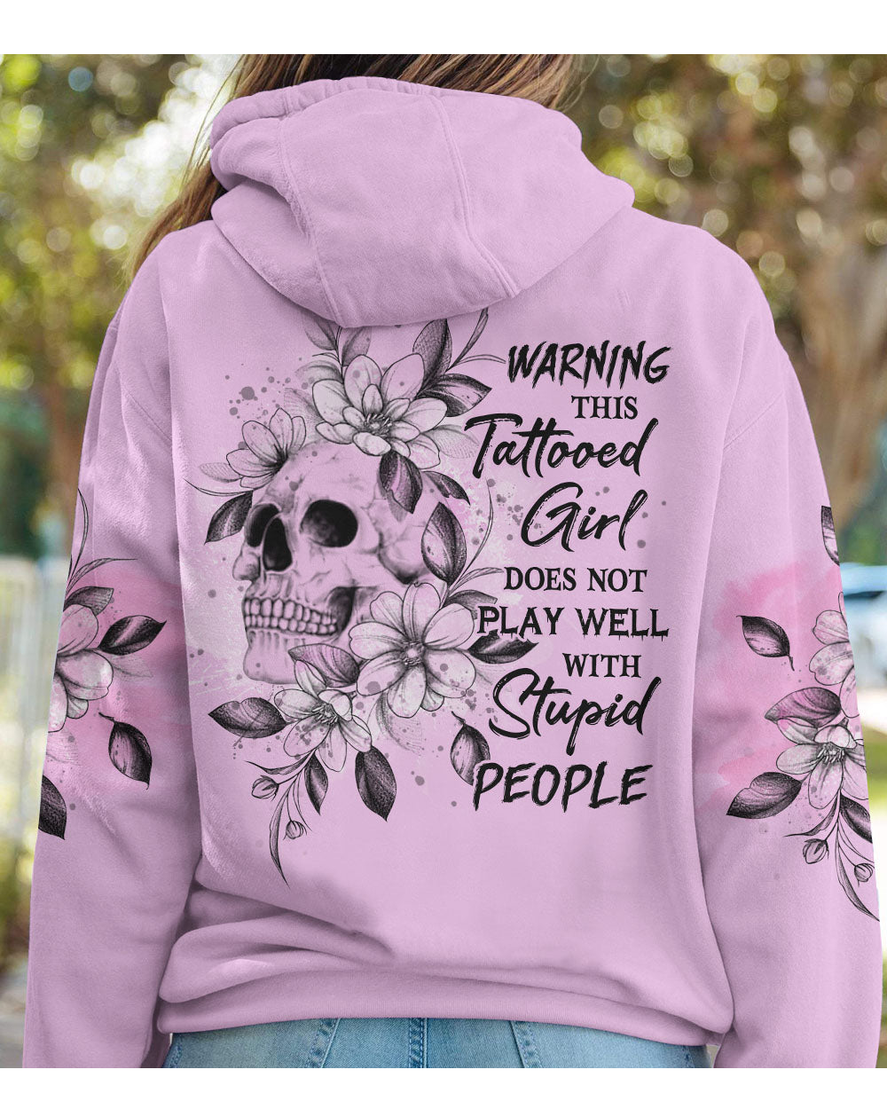 Warning This Tattooed Girl Skull Hoodie