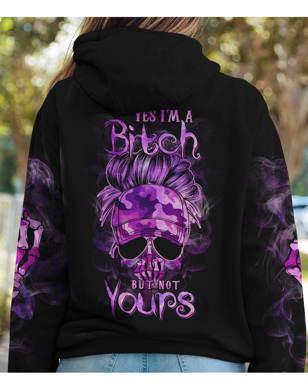 Yes I'm A B But Not Yours Skull Purple Camo Hoodie