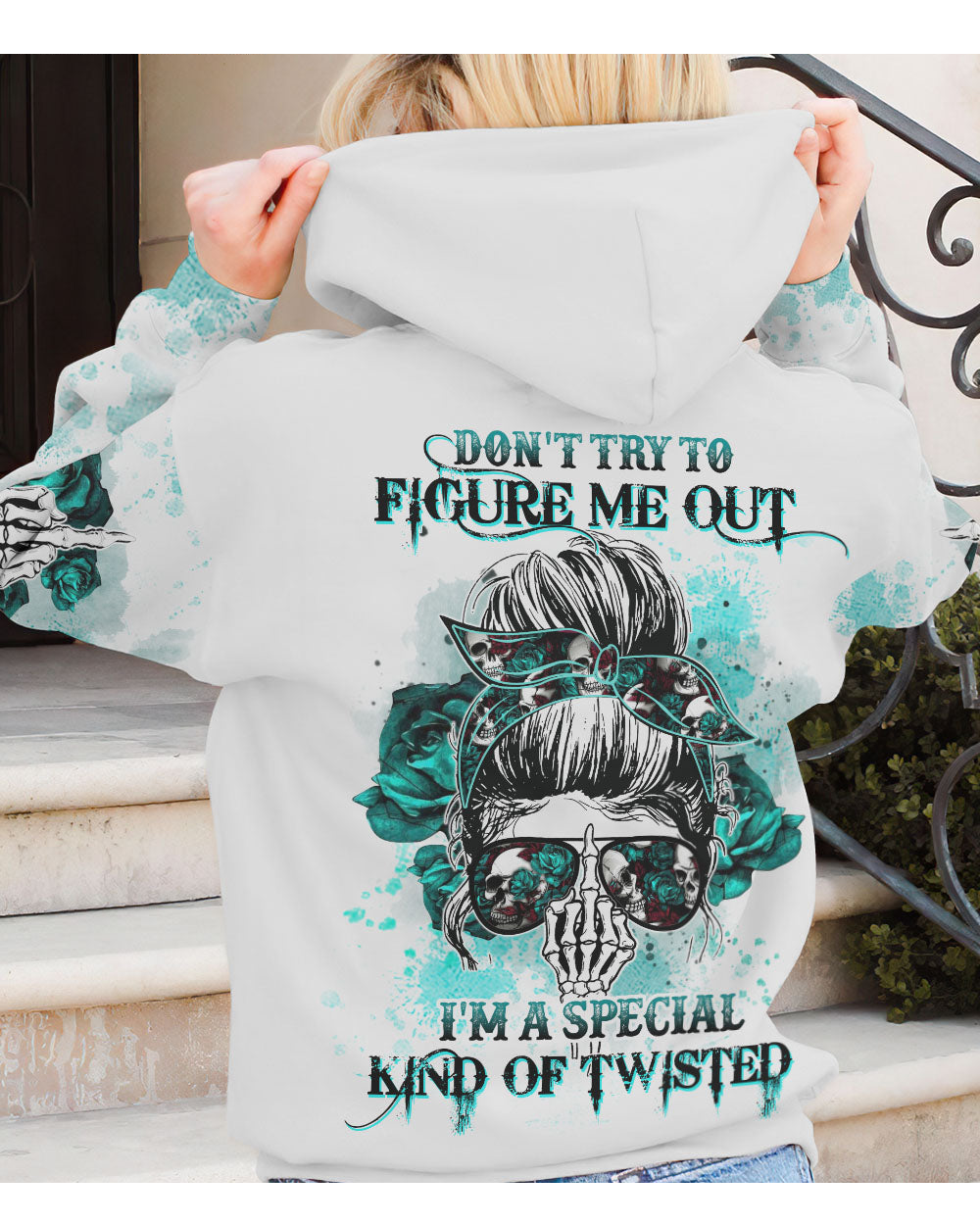 Don't Try To Figure Me Out Skull With Glasses Hoodie