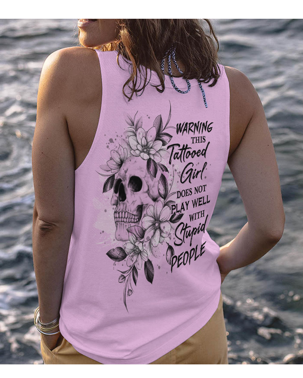 Warning This Tattooed Girl Skull All Over Print 3 Tank Top