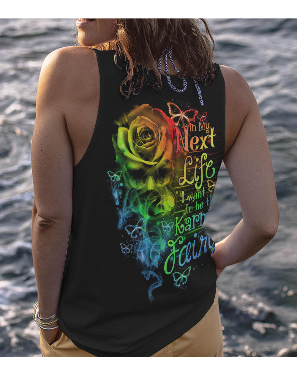 In My Next Time I Want To Be The Karma Fairy Rose Smoke Skull Tank Top