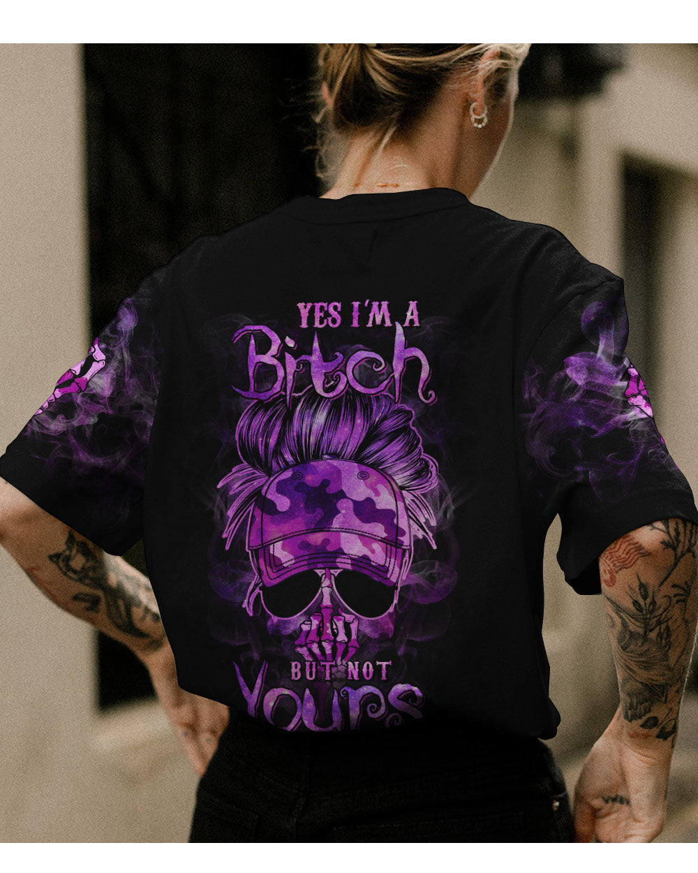 Yes I'm A B But Not Yours Skull Purple Camo T Shirt