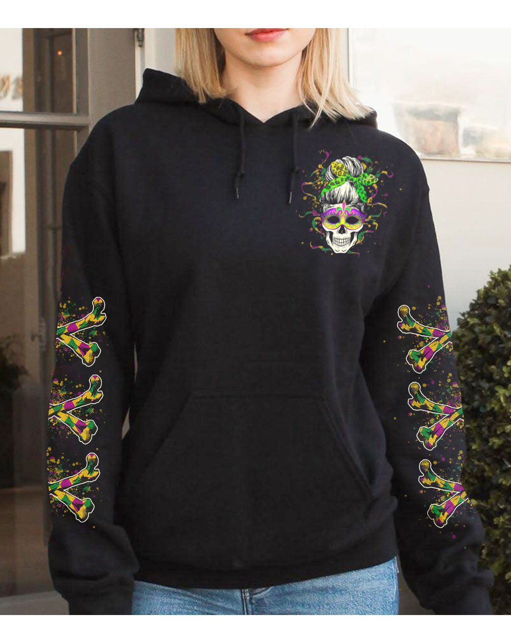 Yes I'm A B But Not Yours Skull Mardi Gras Hoodie