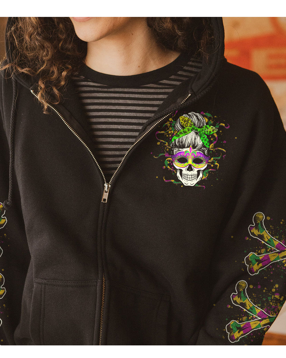 Yes I'm A B But Not Yours Skull Mardi Gras Hoodie