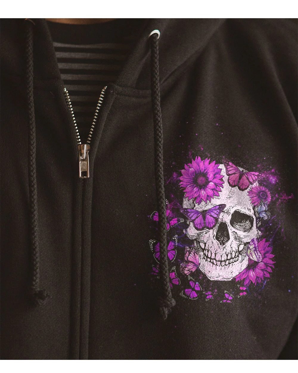 Don't Underestimate Me Skull Flower Black Hoodie