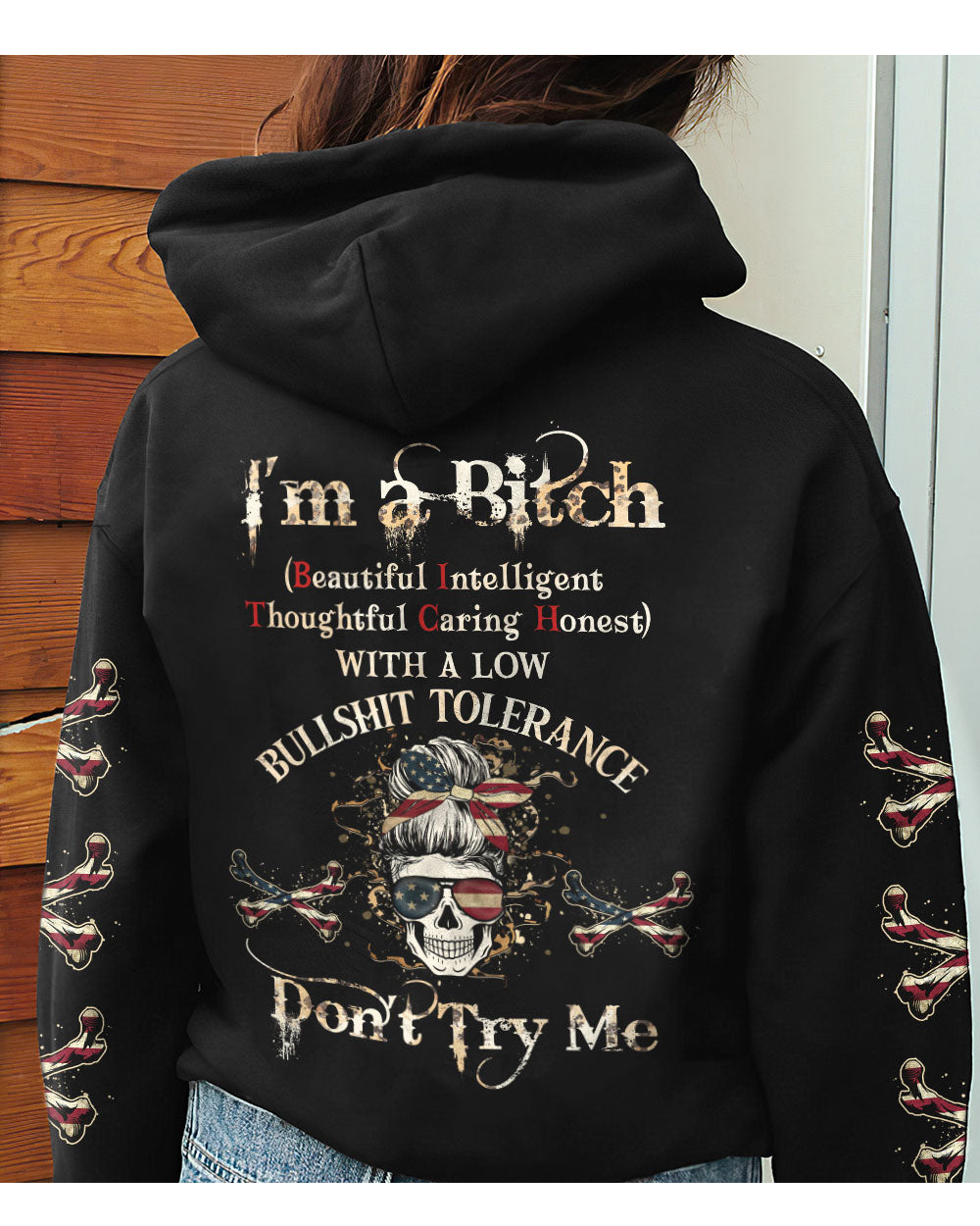 I'm A B Don't Try Me Skull 3D Hoodie