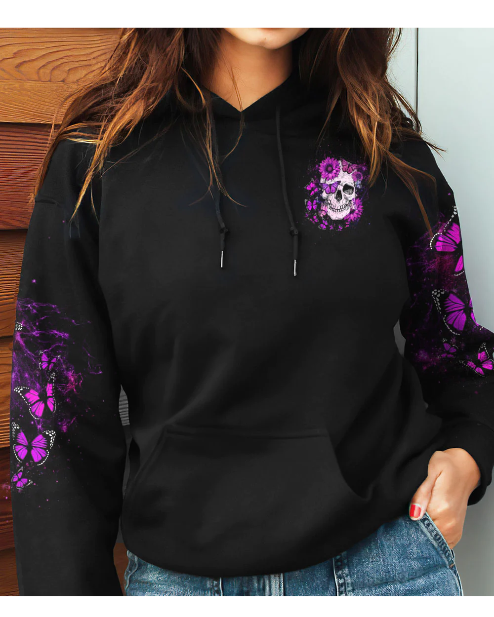 Don't Underestimate Me Skull Flower Black Hoodie