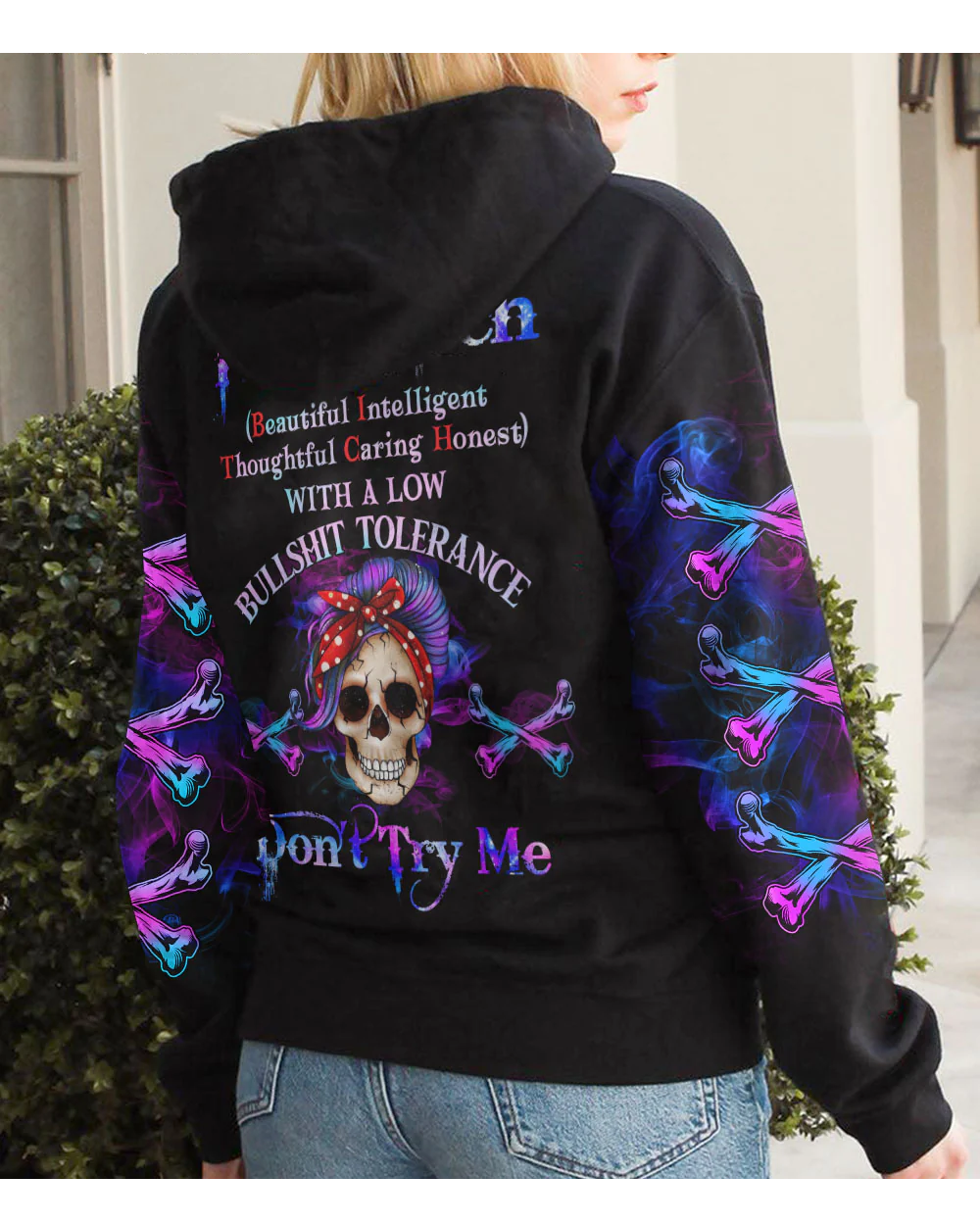 I'm A B Don't Try Me Skull Purple Hoodie