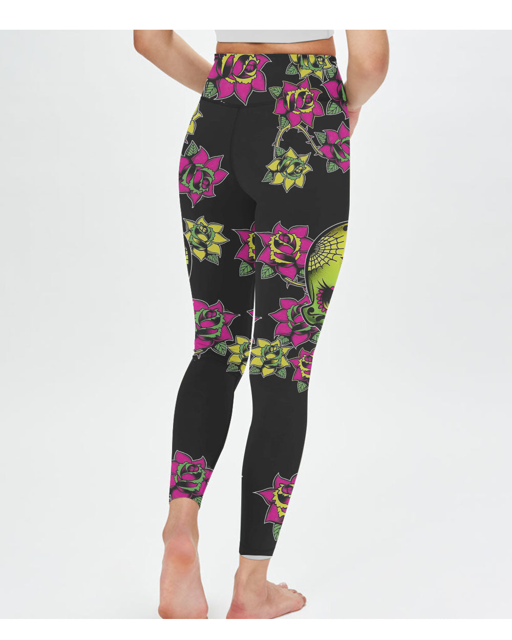 Warning This Tattooed Girl Flower Sugar Skull All Over Print 3 Leggings