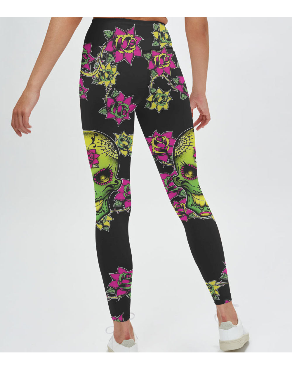 Warning This Tattooed Girl Flower Sugar Skull All Over Print 3 Leggings