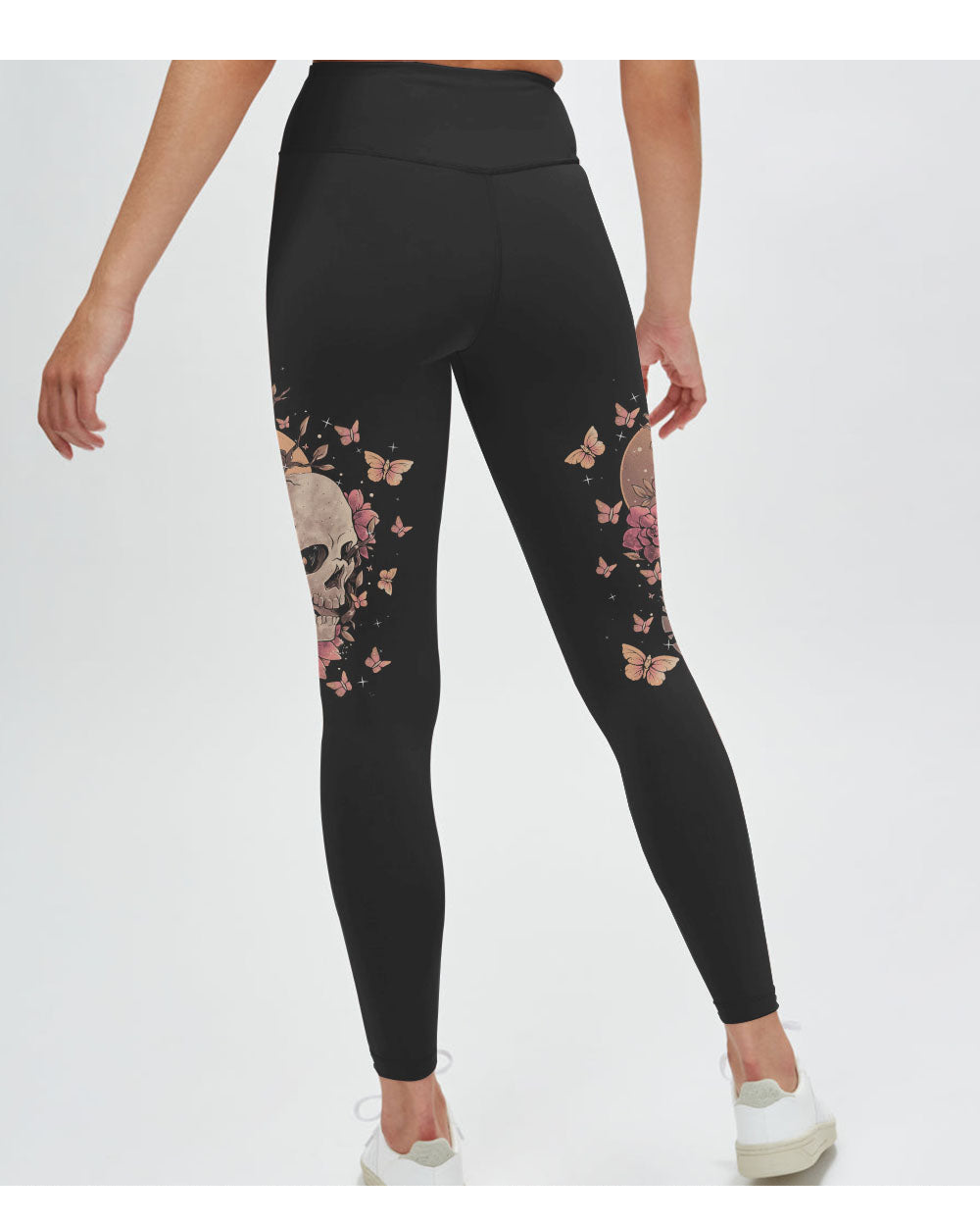 I Am A Sweet Girl Flower Skull Black Leggings