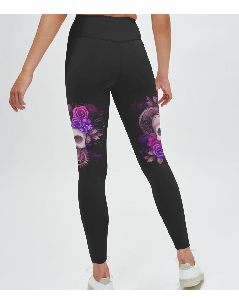 Warning This Tattooed Girl Skull Flowers Black Leggings