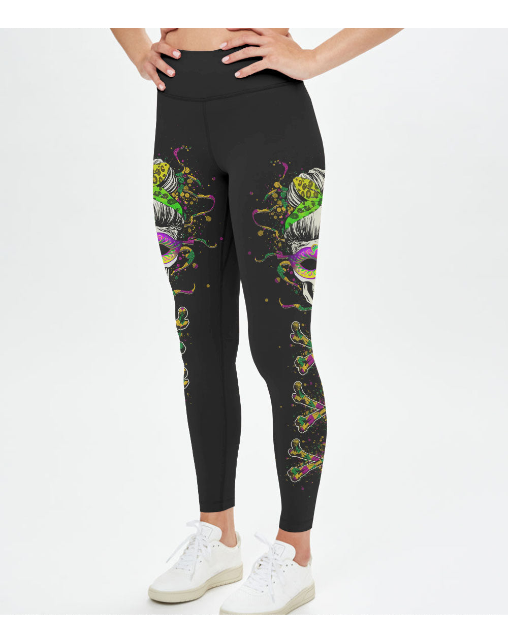 Yes I'm A B But Not Yours Skull Mardi Gras Leggings