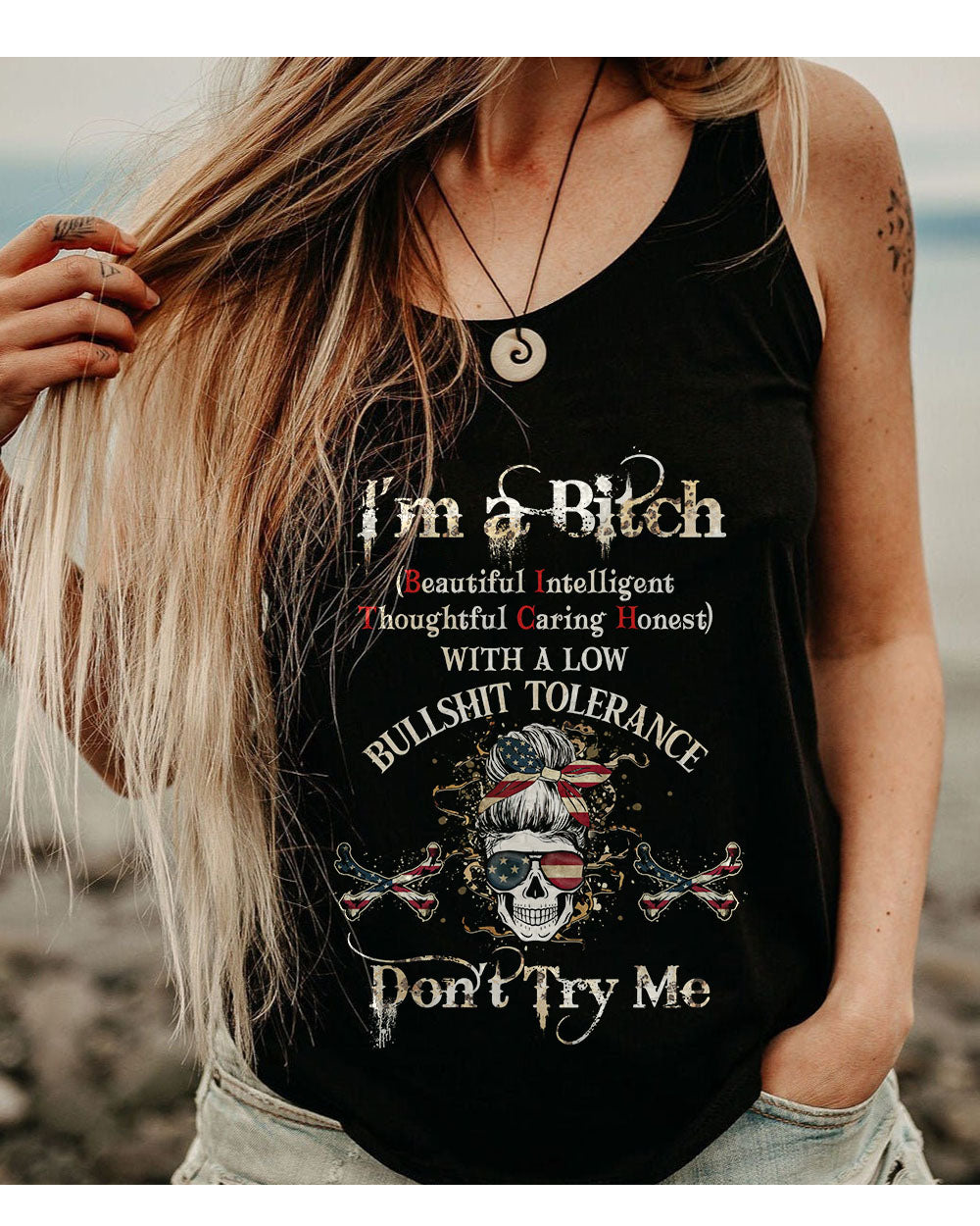 I'm A B Don't Try Me Skull  3D Tank Top