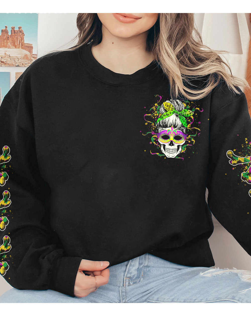 Yes I'm A B But Not Yours Skull Mardi Gras Sweatshirt