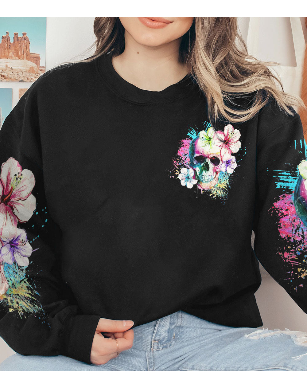 Yes I'm A B But Not Yours Skull Flower Black Sweatshirt