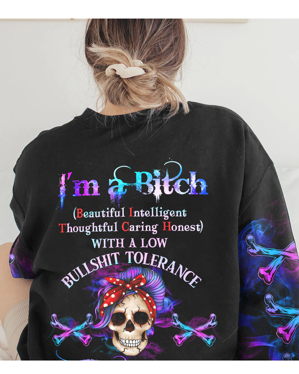 I'm A B Don't Try Me Skull Purple Sweatshirt