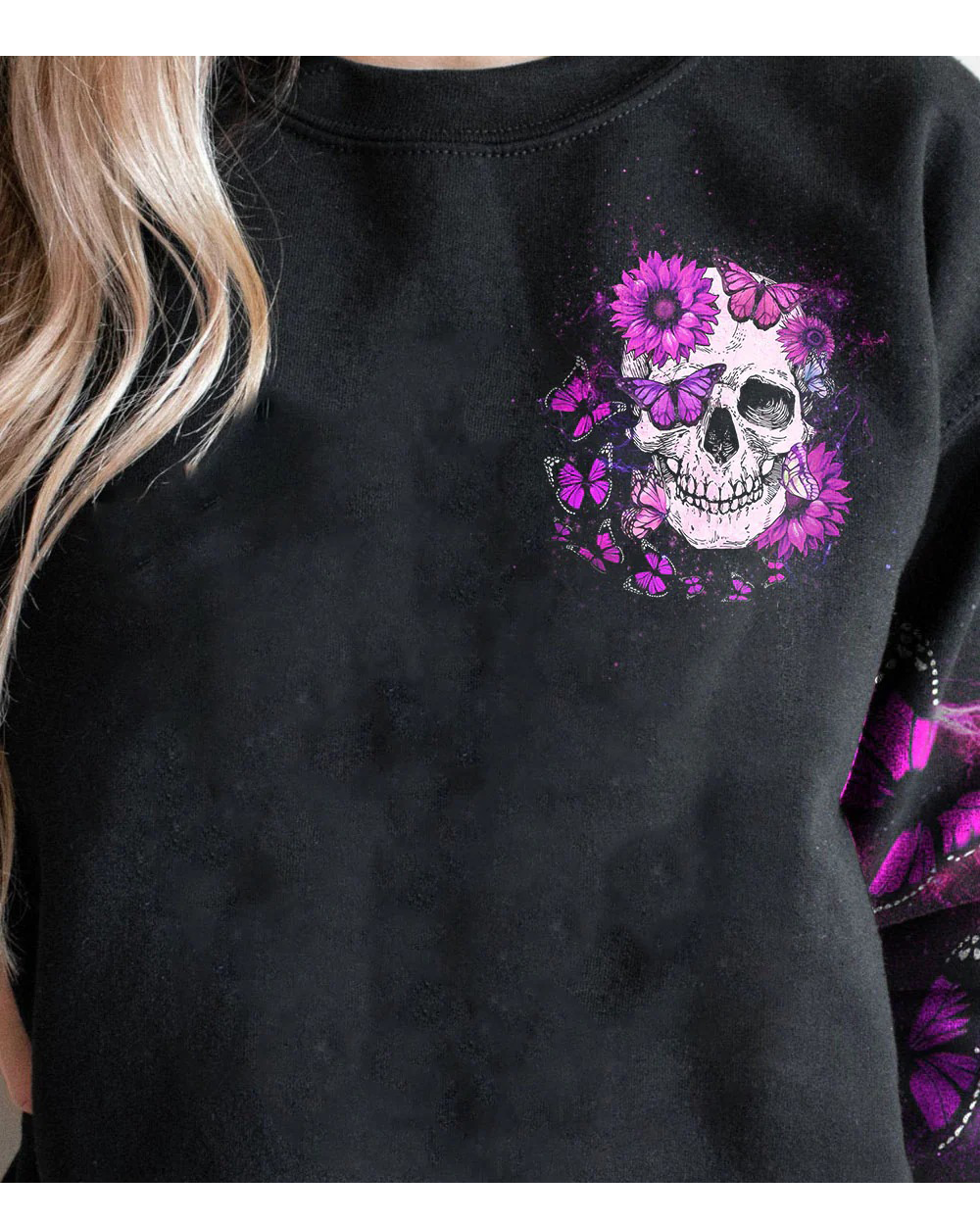 Don't Underestimate Me Skull Flower Black Sweatshirt