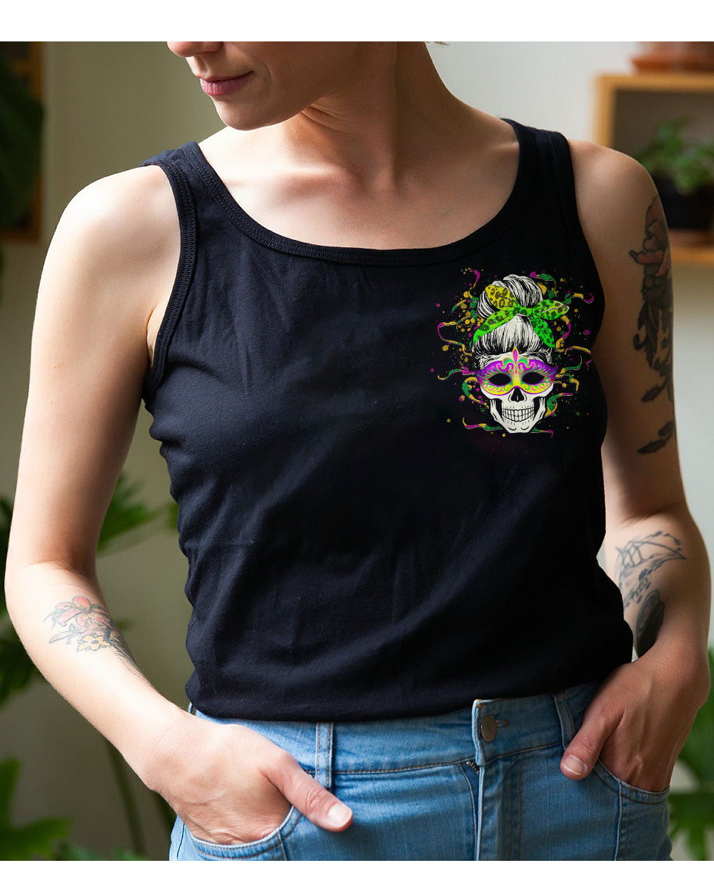 Yes I'm A B But Not Yours Skull Mardi Gras Tank Top