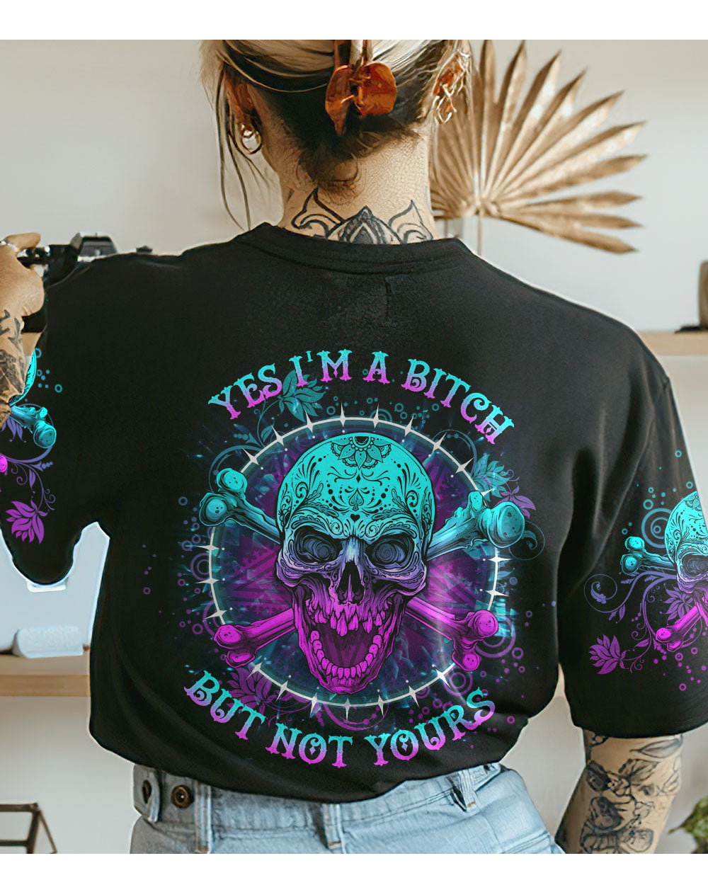 Yes I'm A B But Not Yours Skull Crossbone Black T Shirt