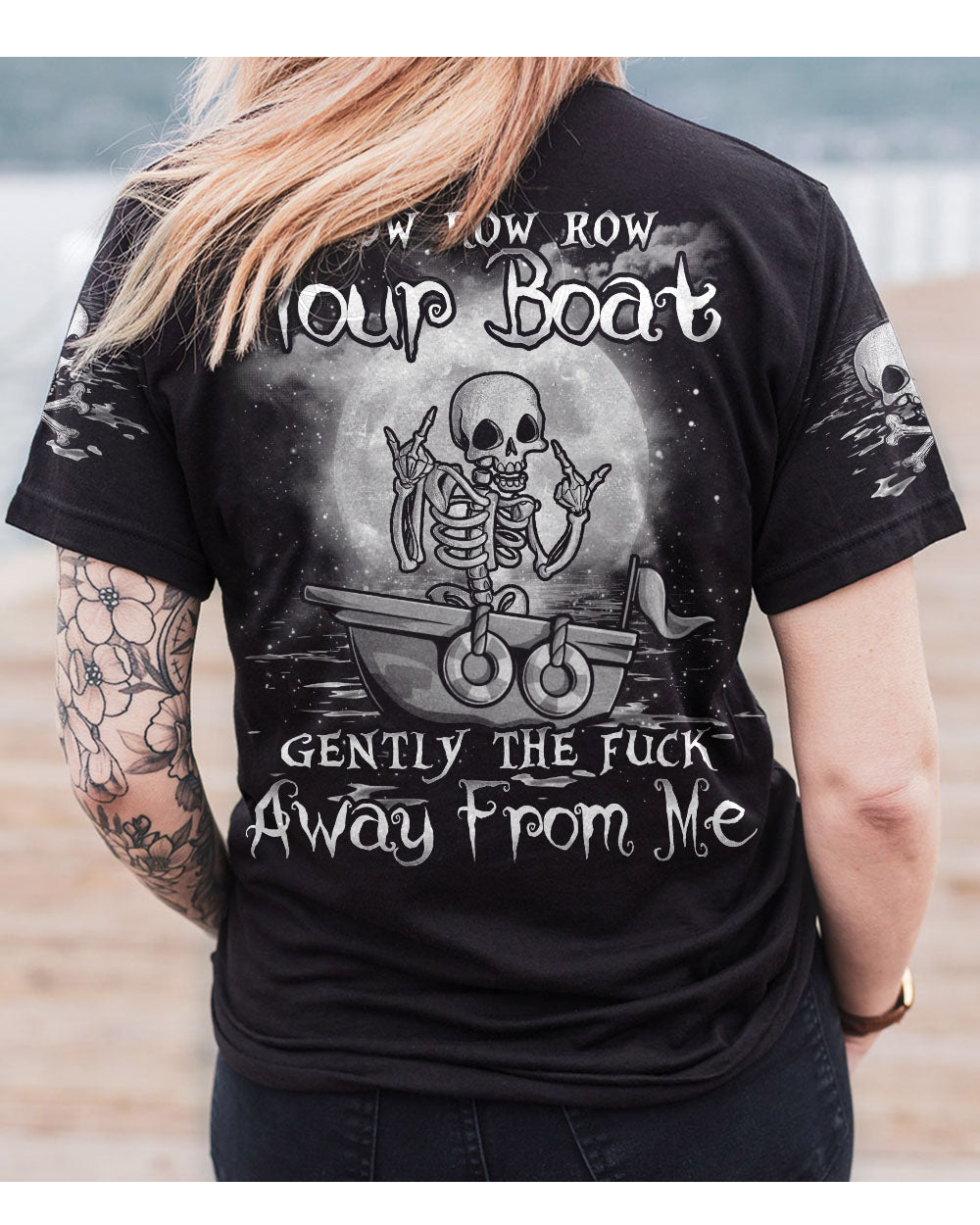 Row Row Row Your Boat Skeleton Crossbone T Shirt