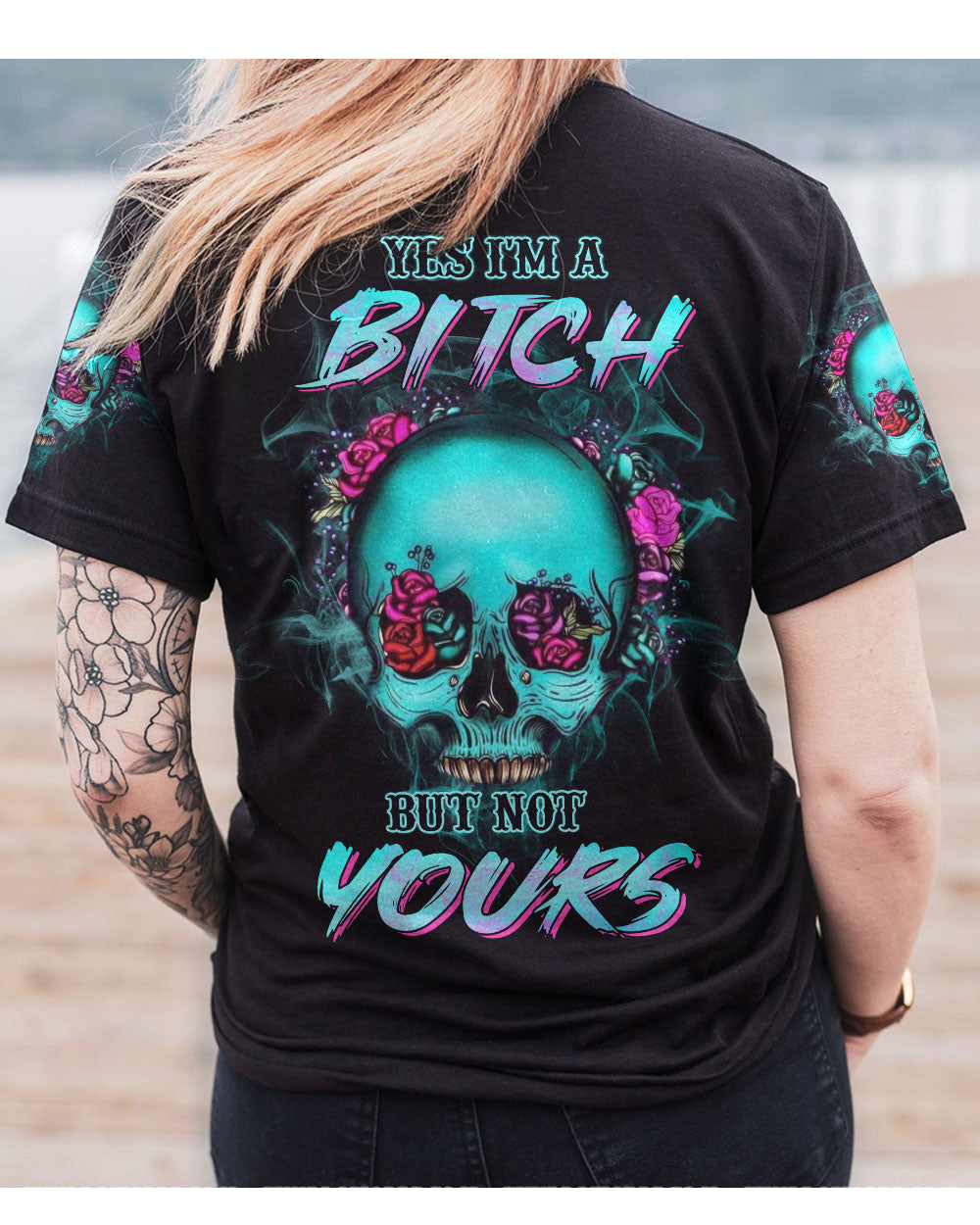 Yes I'm A B But Not Yours Skull Black T Shirt