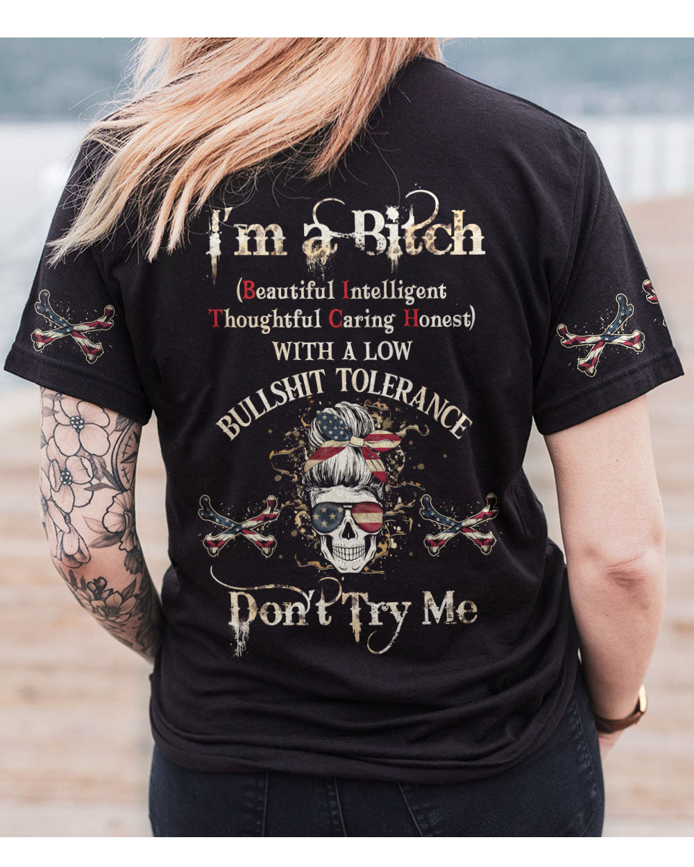 I'm A B Don't Try Me Skull  3D T Shirt