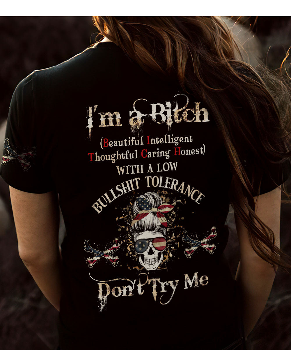 I'm A B Don't Try Me Skull  3D T Shirt