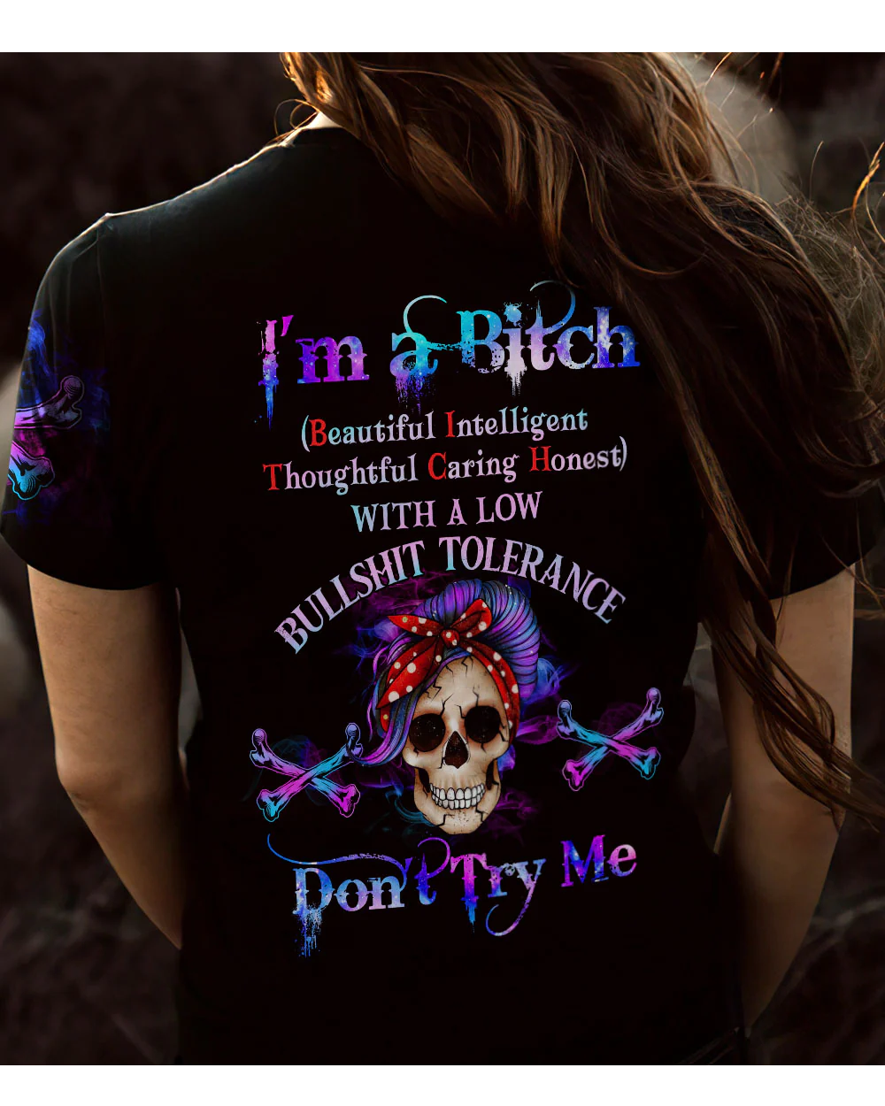 I'm A B Don't Try Me Skull Purple T Shirt