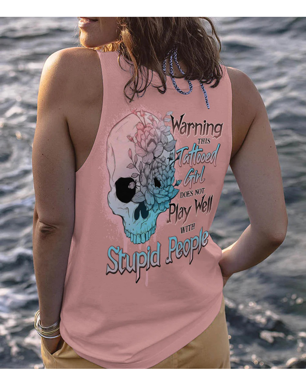 Warning This Tattoo Girl Skull Tank Top