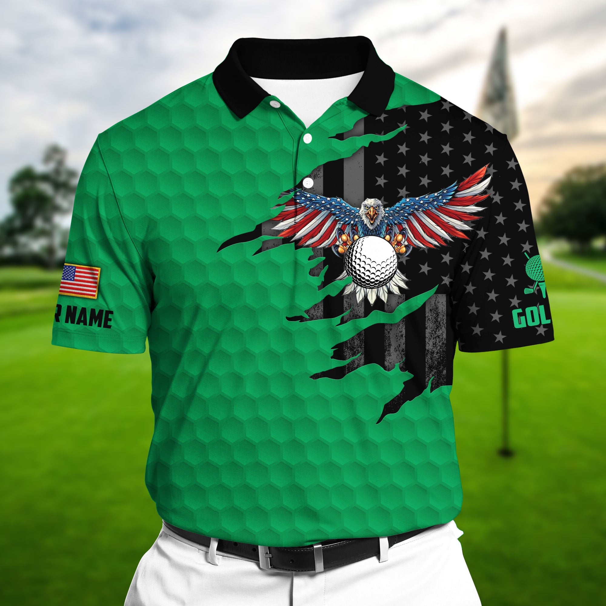 Premium Cool Eagle Golf Lover, Golf Polo Shirts Multicolor Personalized