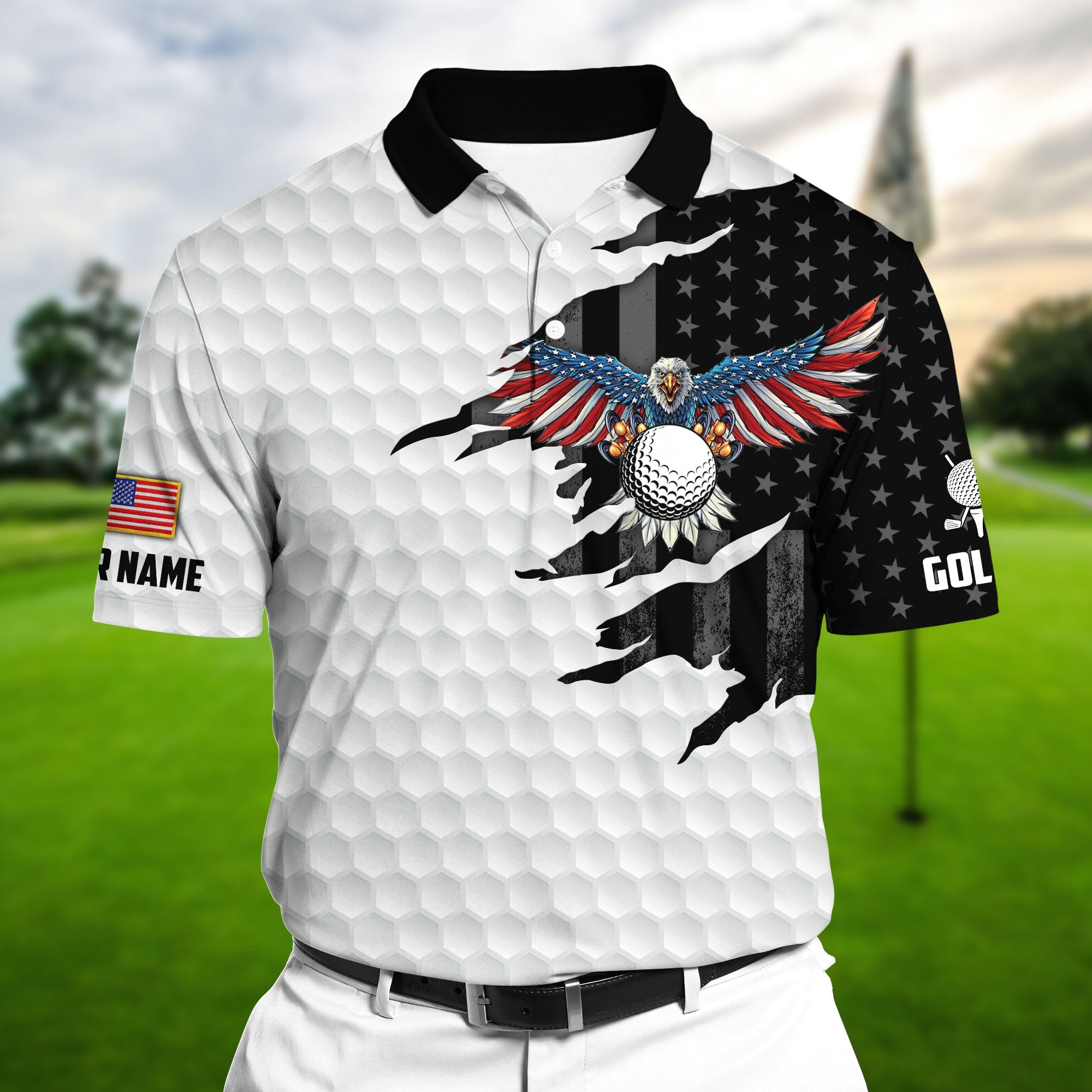 Premium Cool Eagle Golf Lover, Golf Polo Shirts Multicolor Personalized