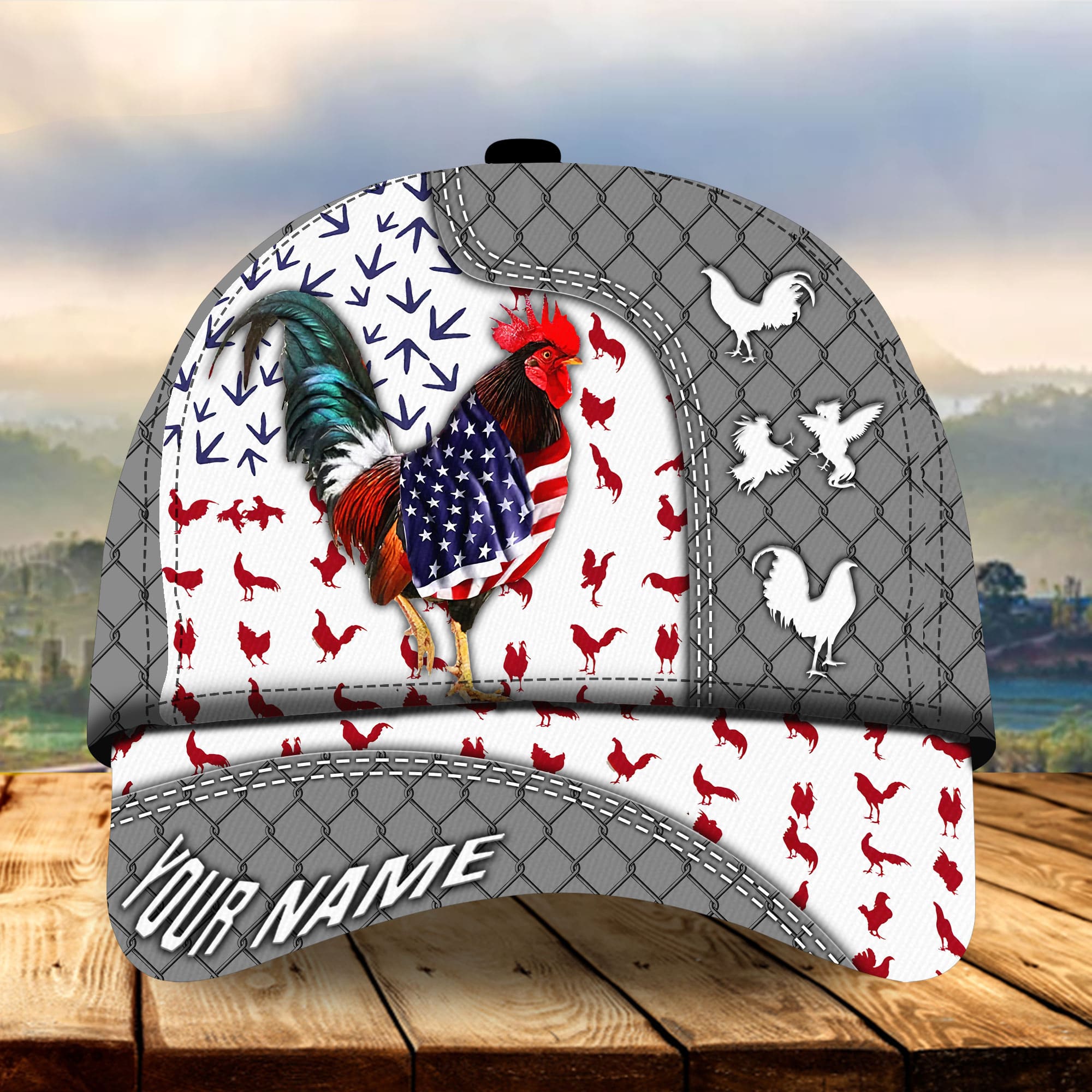 Premium Patriotic Rooster, Rooster Hats For Rooster Lovers Multicolor Personalized