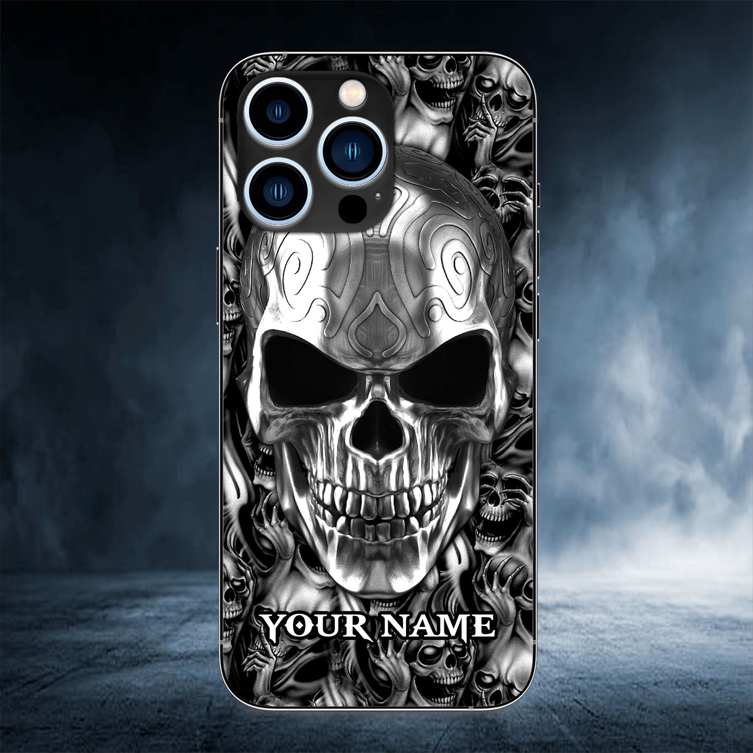 Black IDC IDK IDGAF Tribal Tattoos Metal Skull Personalized Phone Case