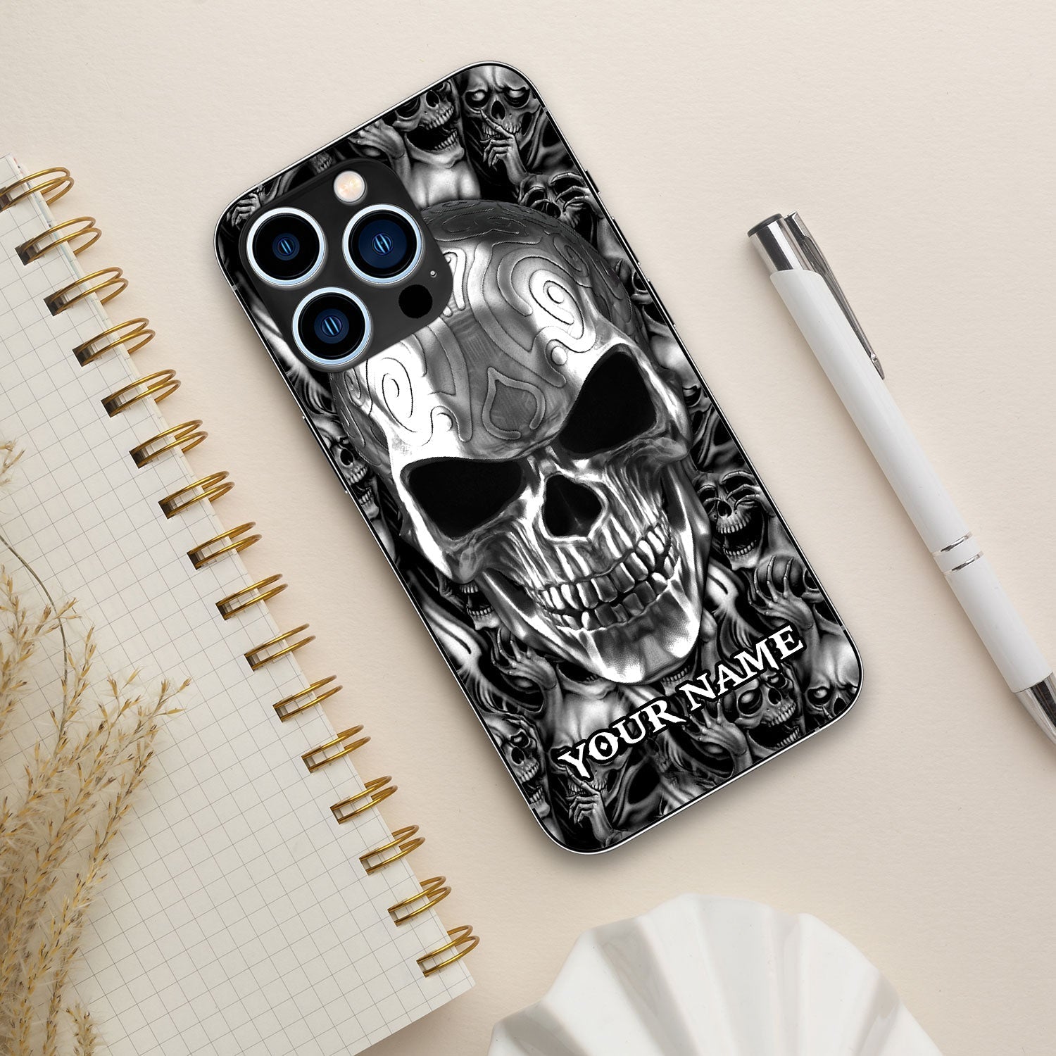 Black IDC IDK IDGAF Tribal Tattoos Metal Skull Personalized Phone Case