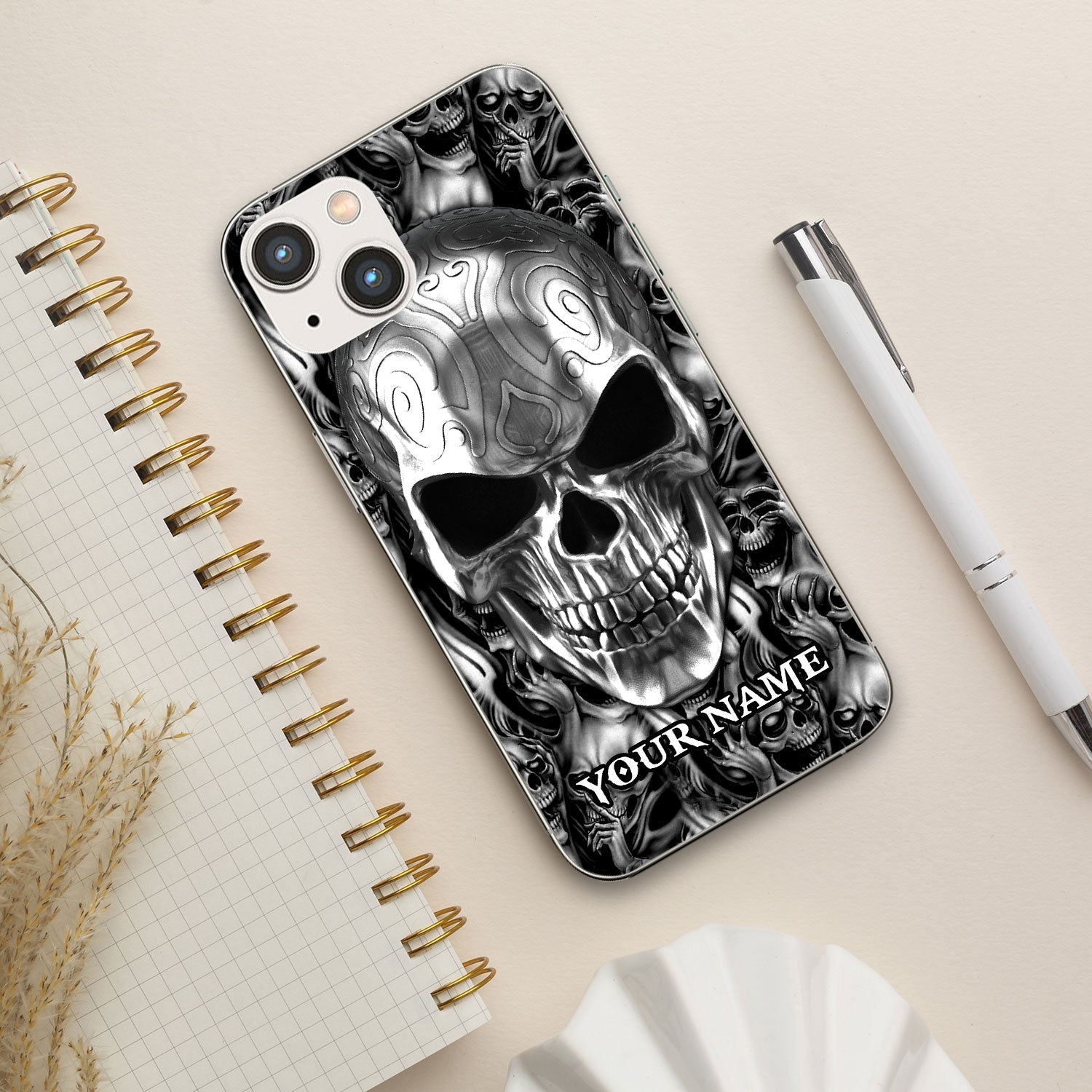 Black IDC IDK IDGAF Tribal Tattoos Metal Skull Personalized Phone Case