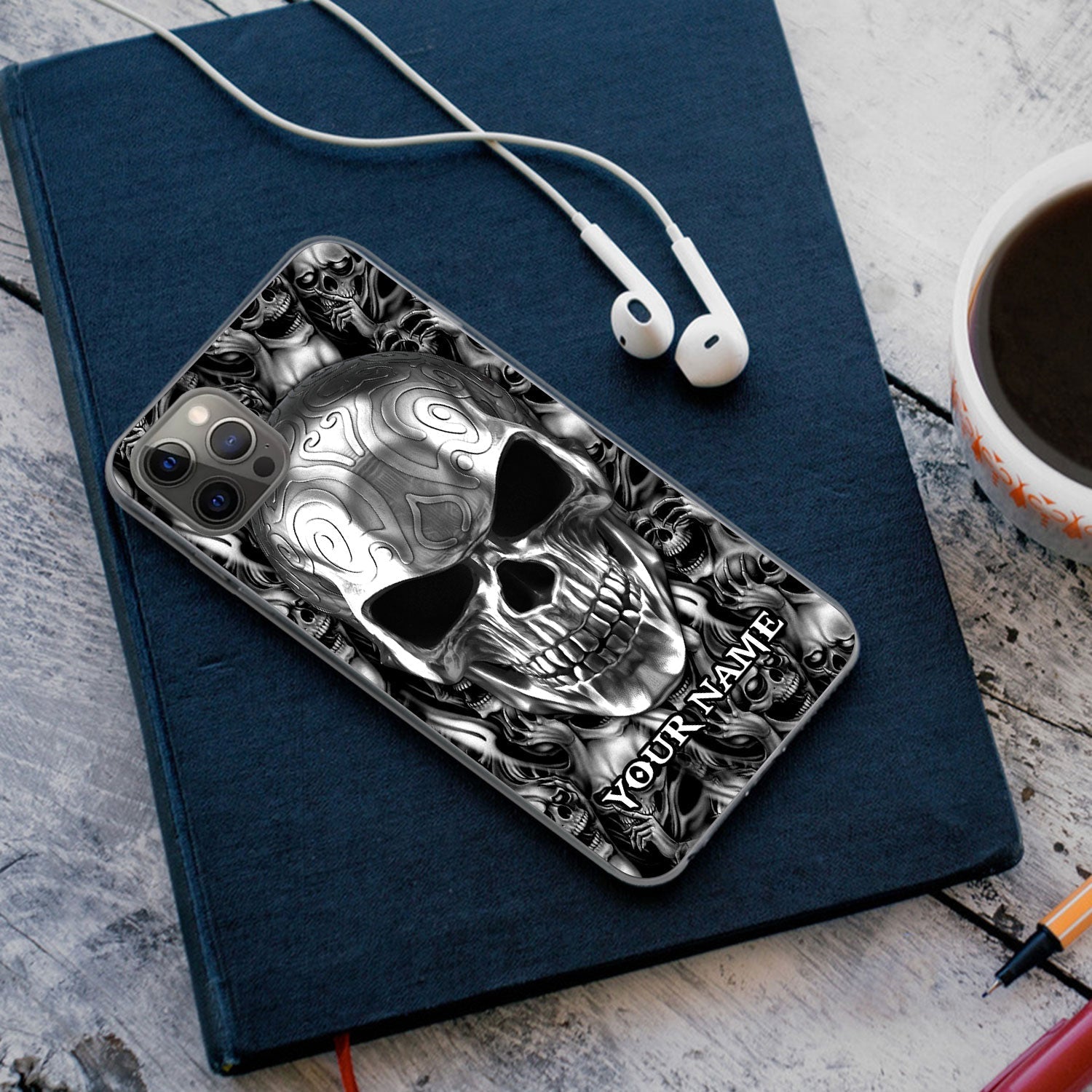 Black IDC IDK IDGAF Tribal Tattoos Metal Skull Personalized Phone Case