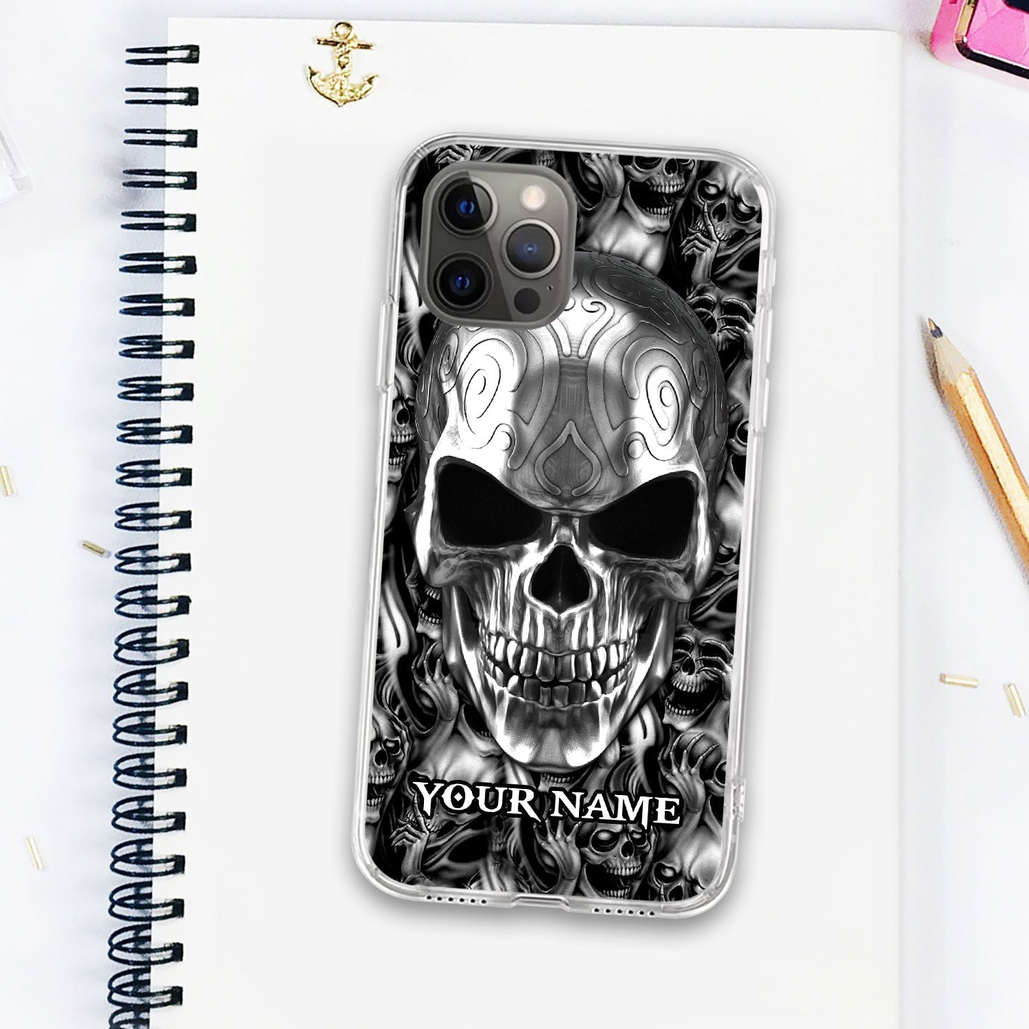 Black IDC IDK IDGAF Tribal Tattoos Metal Skull Personalized Phone Case