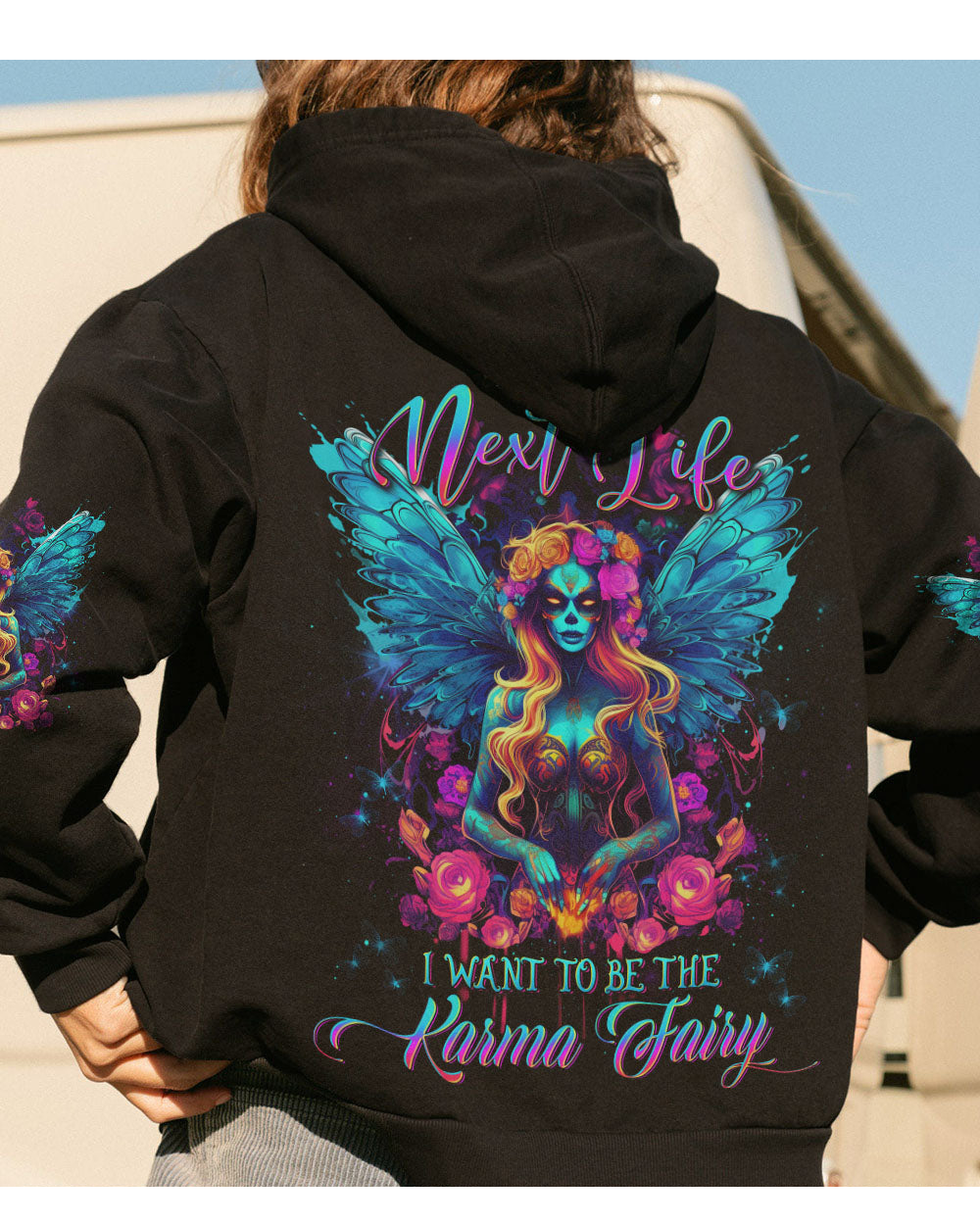 In The Next Life Skull Karma Fairy Black Hoodie