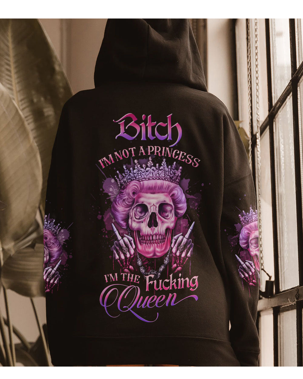 I'm Not Princess I'm The Queen Skull Purple Hoodie