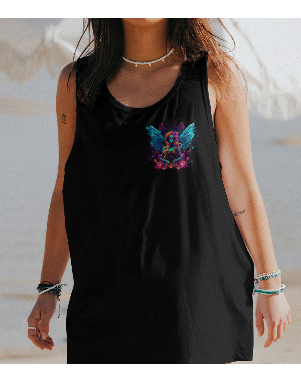 In The Next Life Skull Karma Fairy Black Tank Top