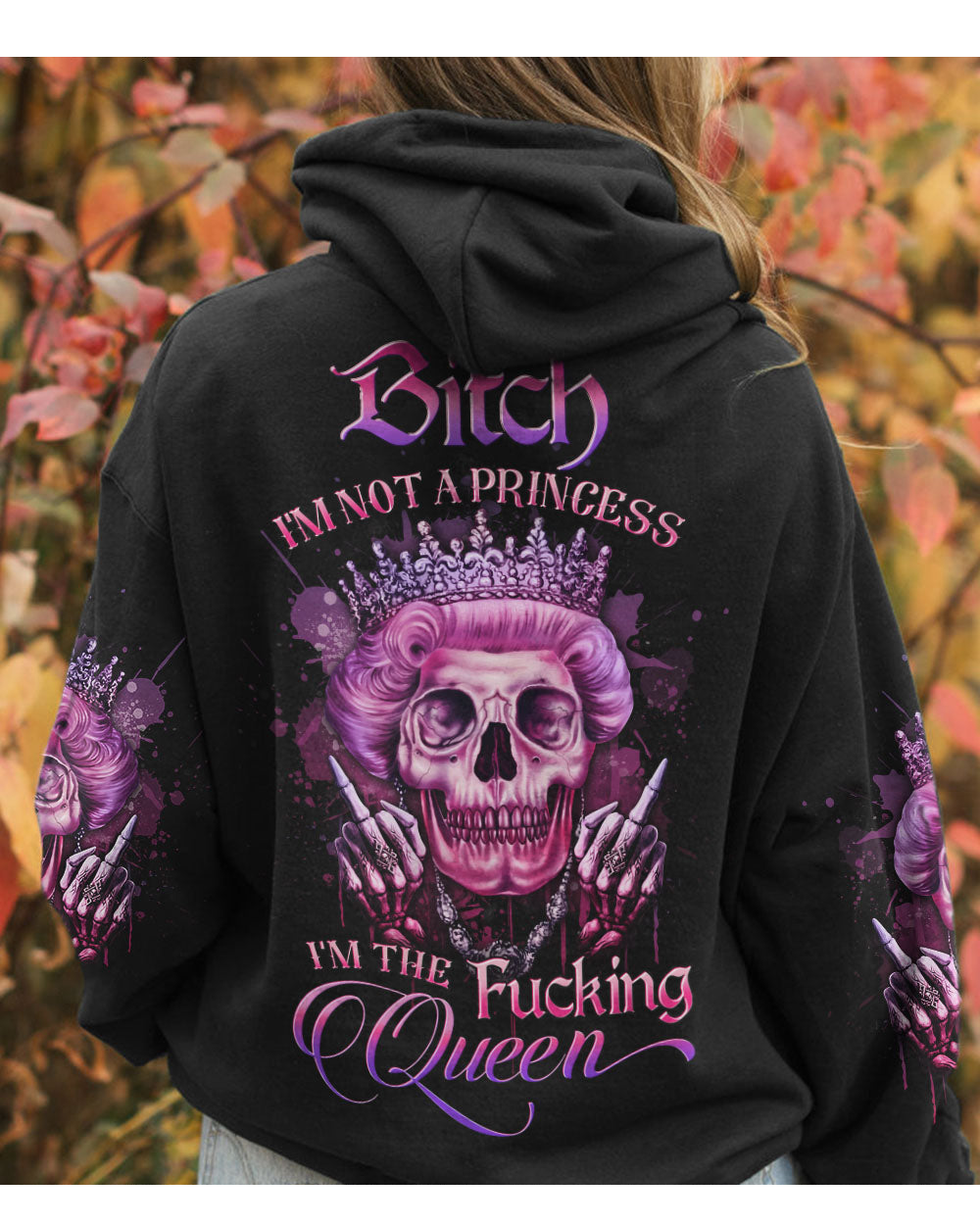 I'm Not Princess I'm The Queen Skull Purple Hoodie