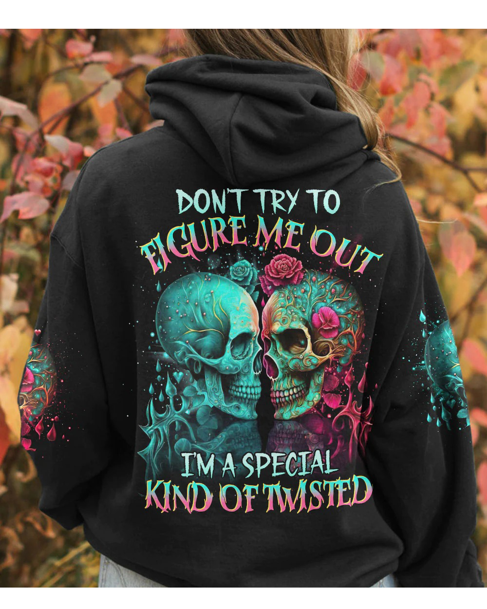 Don't Try To Figure Me Out Couple Skull Hoodie