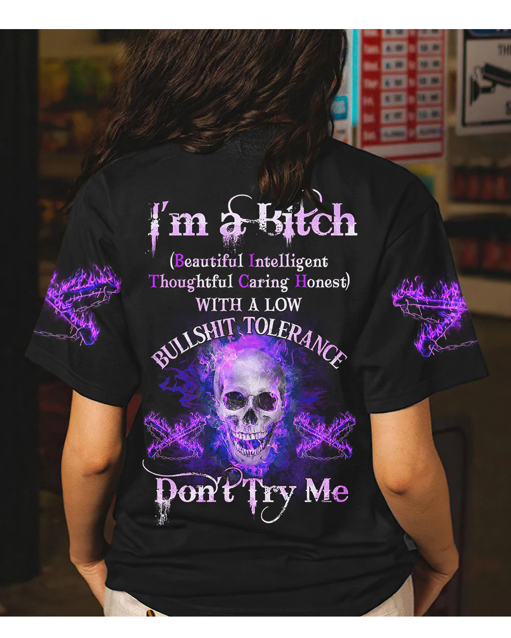 I'm A B Don't Try Me Skull Purple 3D T Shirt