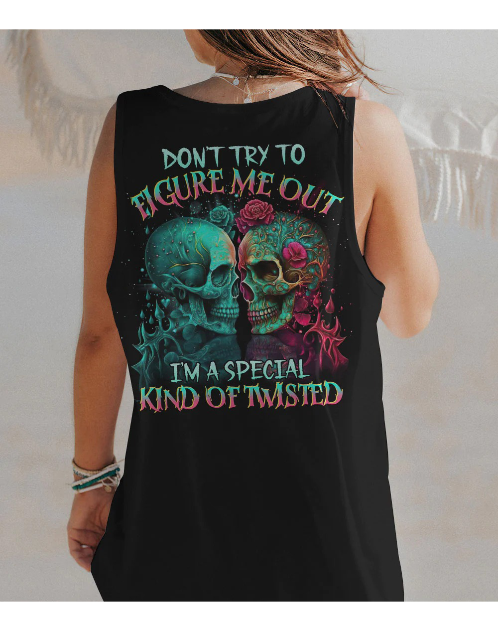 Don't Try To Figure Me Out Couple Skull Tank Top