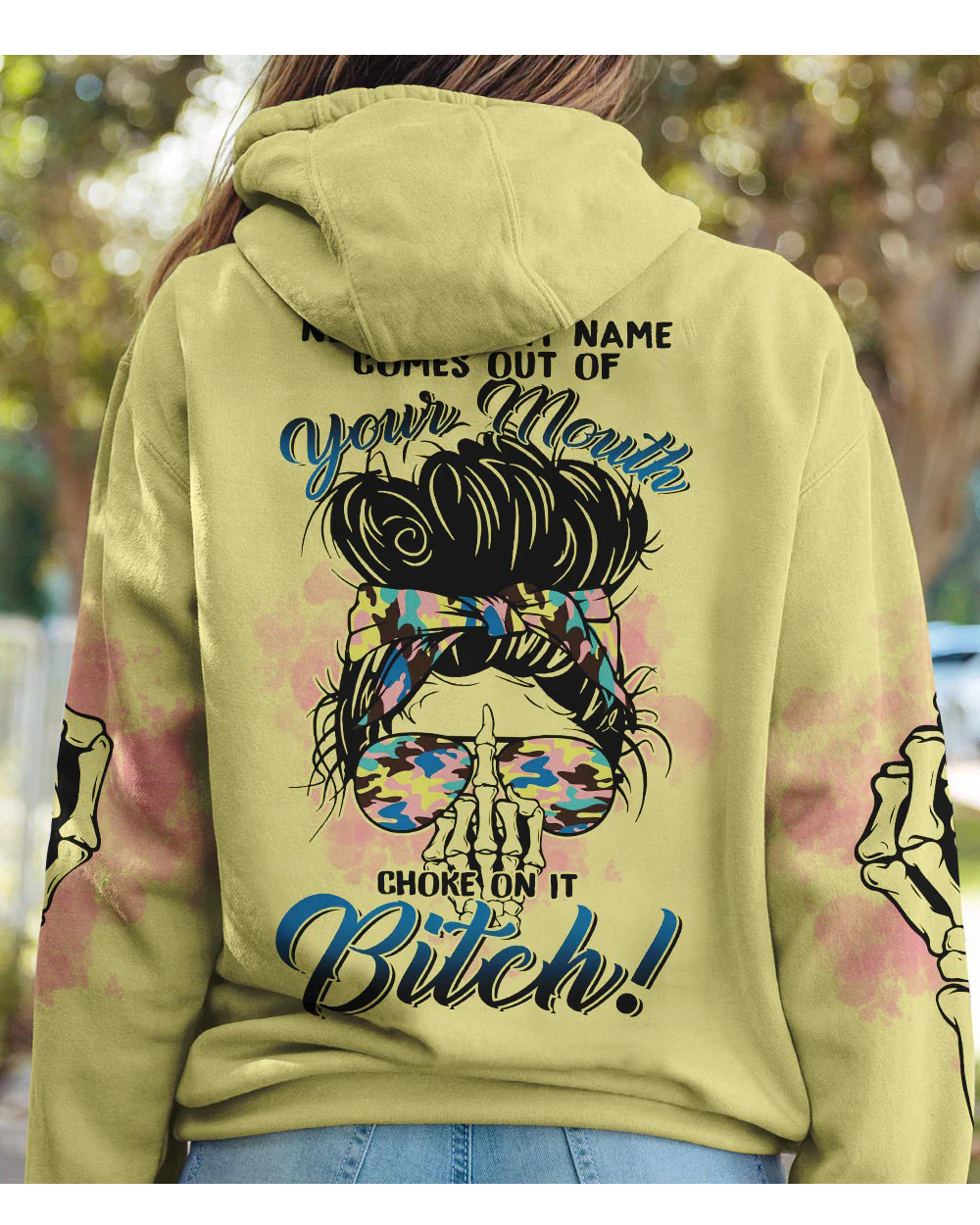 Next Time My Name Comes Out Of Your Mouth Yellow Skull Hoodie