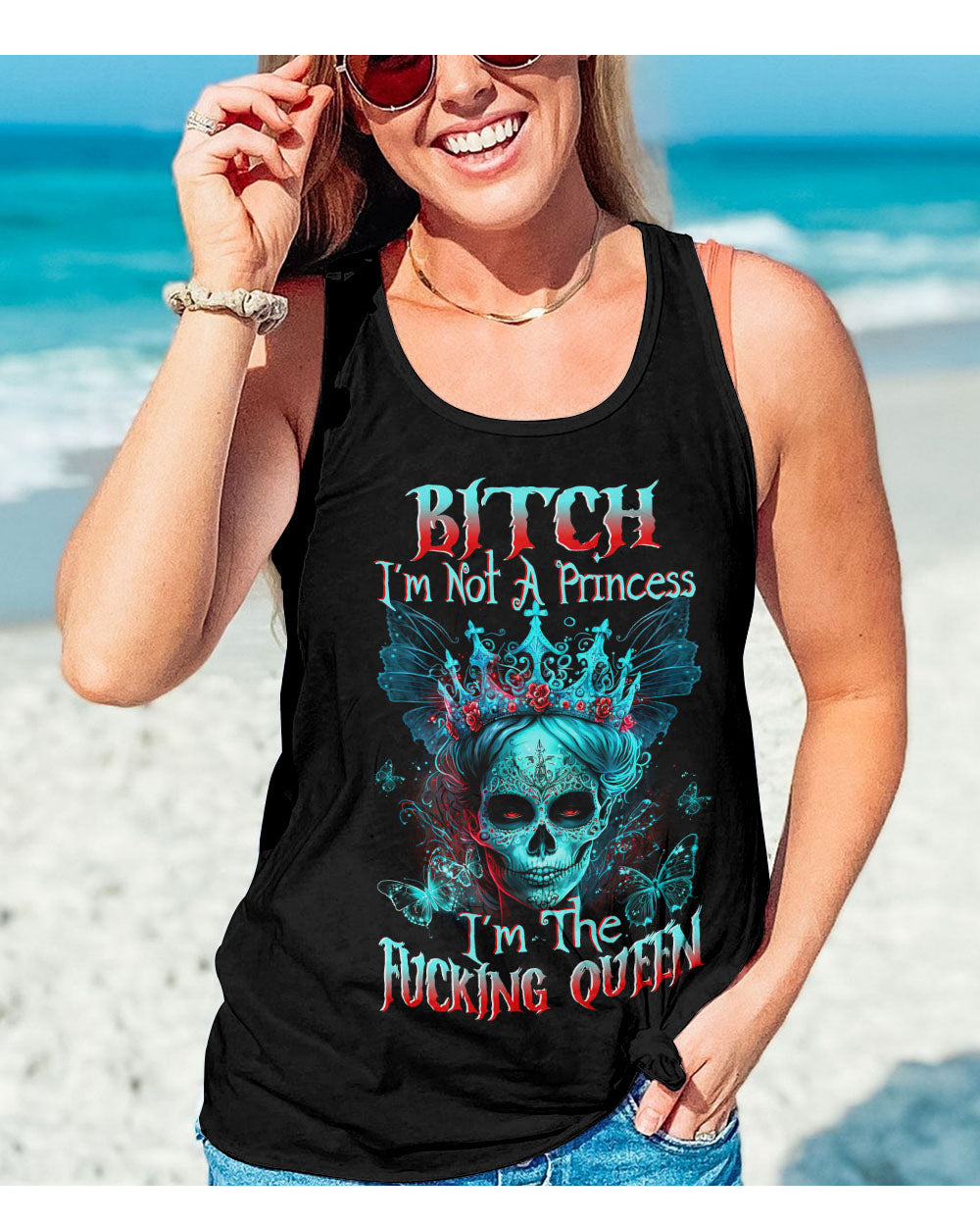 I'm Not Princess I'm The Queen Skull Black Tank Top