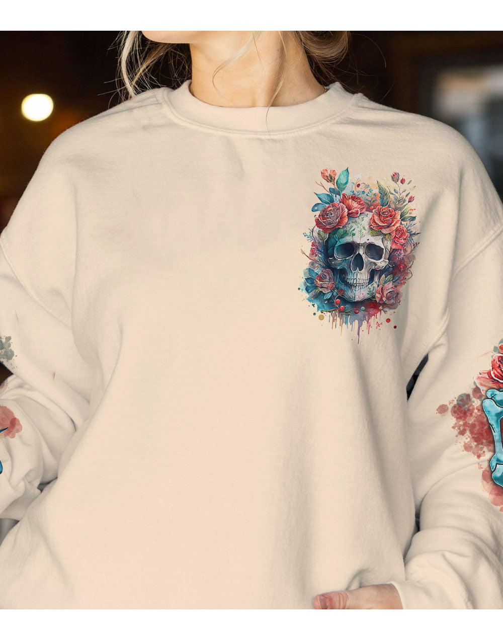 Fresh Out Of F Watercolor Skull Sweatshirt