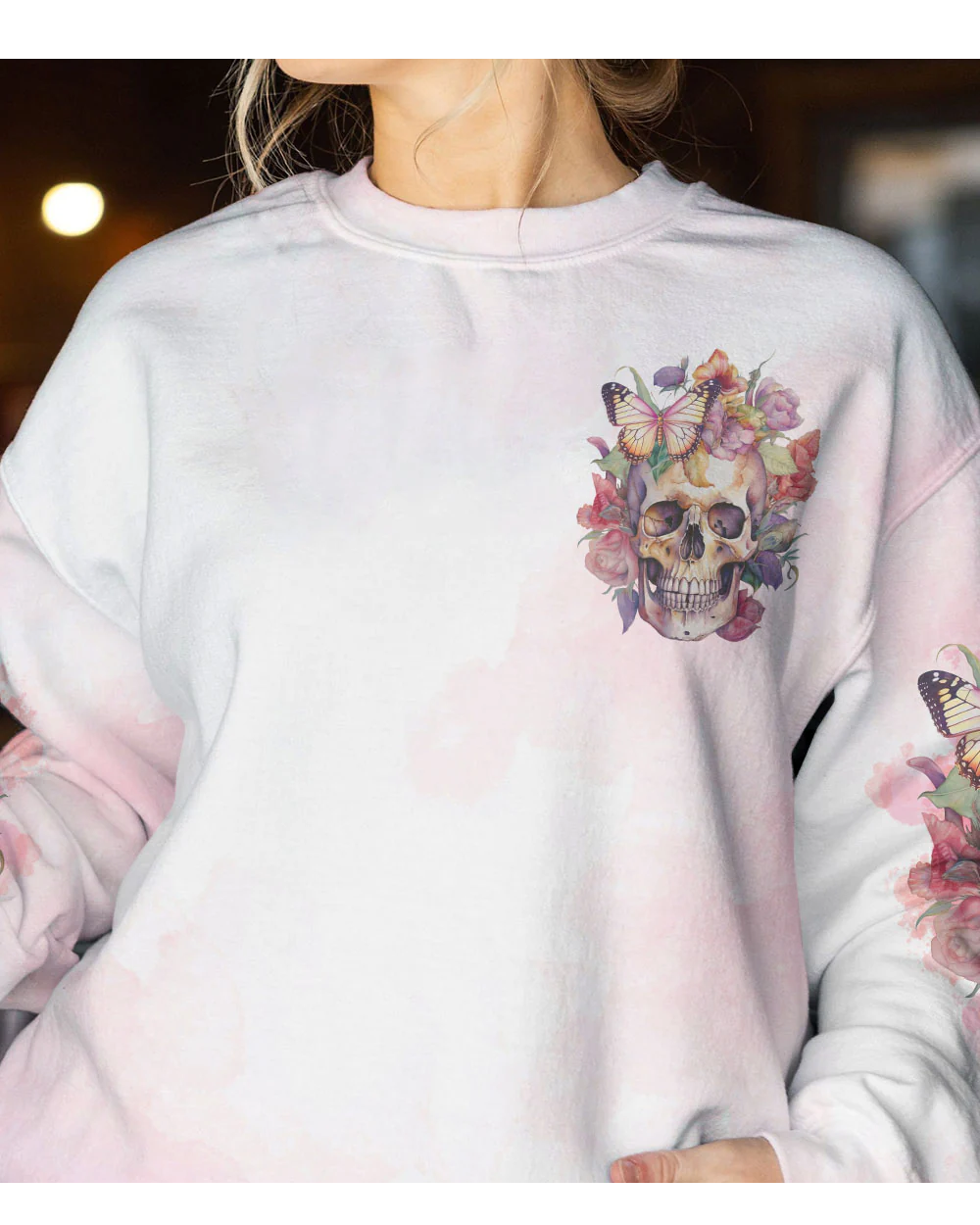 I May Not Perfect Watercolor Skull Floral Sweatshirt