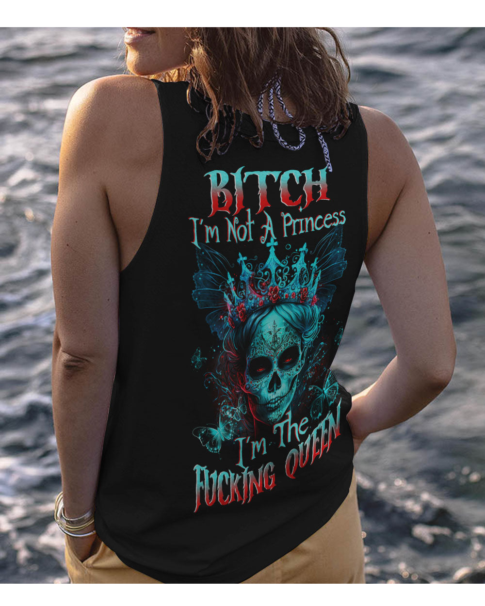 I'm Not Princess I'm The Queen Skull Black Tank Top